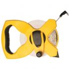 盤式玻璃纖維公英制長卷尺, 1/2''寬尺帶，雙面公英制刻度，清晰易讀?？箾_擊ABS外殼，有效防震。 PVD尺帶，易于清潔。橡膠手柄，握持舒適。Class III精確度。
